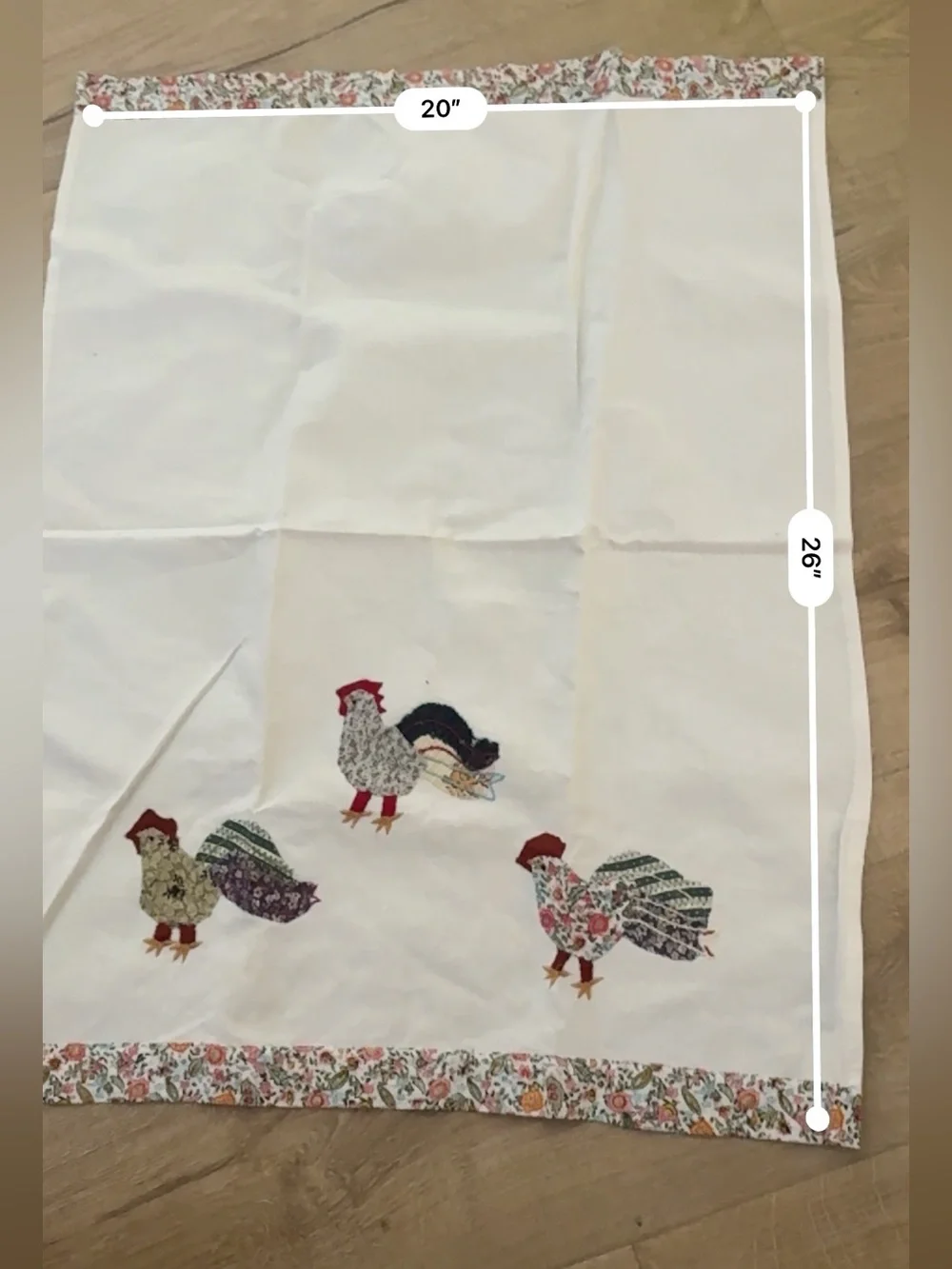 Anthropologie hand towel embroidered, and patchwork chickens